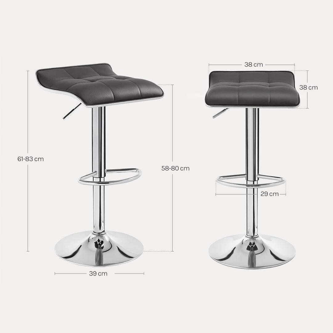 WOLTU BH28gr-1 1X Barhocker 1er Set Barstuhl Tresenhocker, aus hochwertigem Kunstleder, verchromter