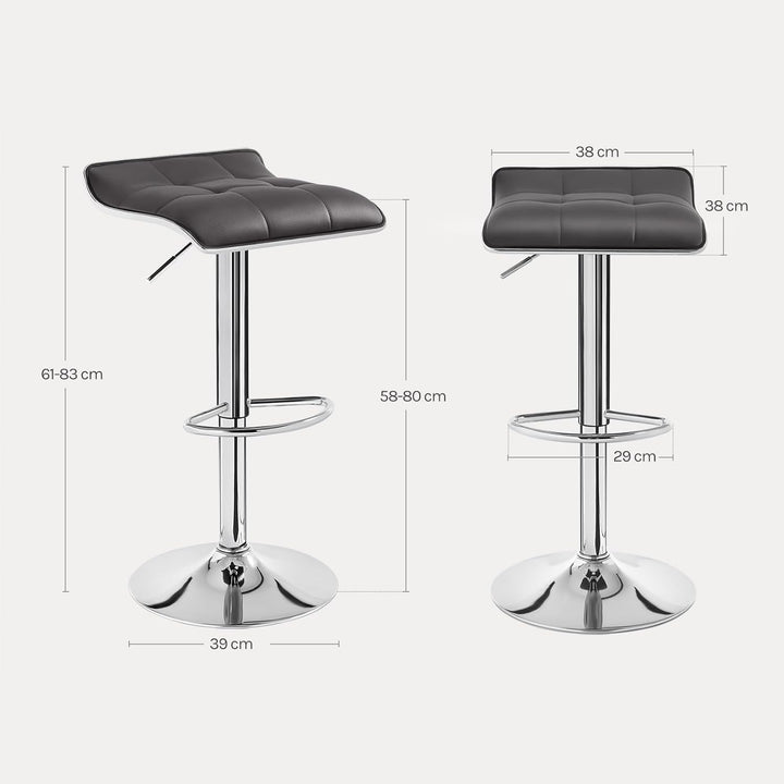 WOLTU BH28gr-1 1X Barhocker 1er Set Barstuhl Tresenhocker, aus hochwertigem Kunstleder, verchromter