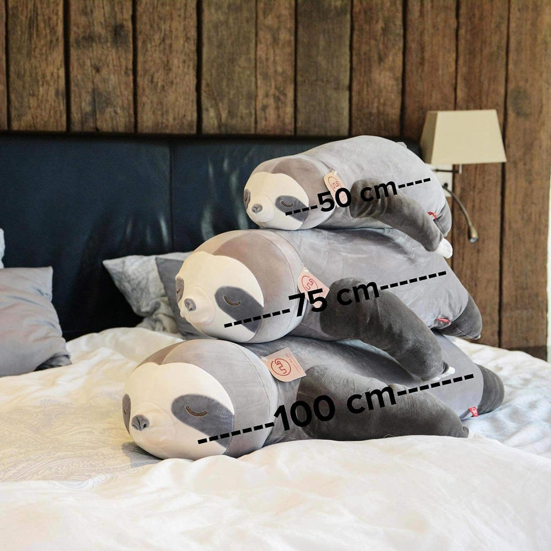 UNUS Faultier Kuscheltier Kissen, 100 cm, Grau, Seitenschläferkissen weich und flauschig, Stillkisse