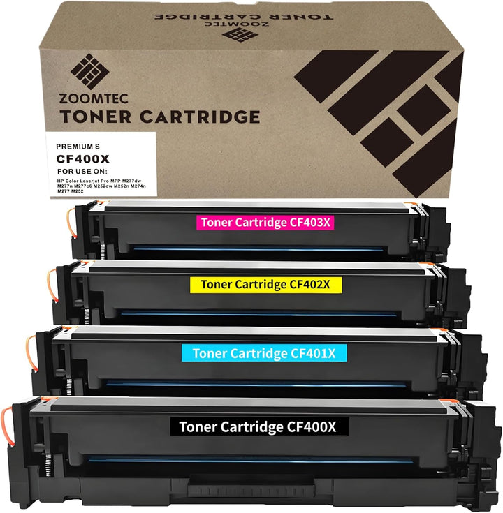 ZOOMTEC CF400X Tonerkartusche Kompatibel für HP 201X CF401X CF402X CF403X für HP Colour Laserjet Pro
