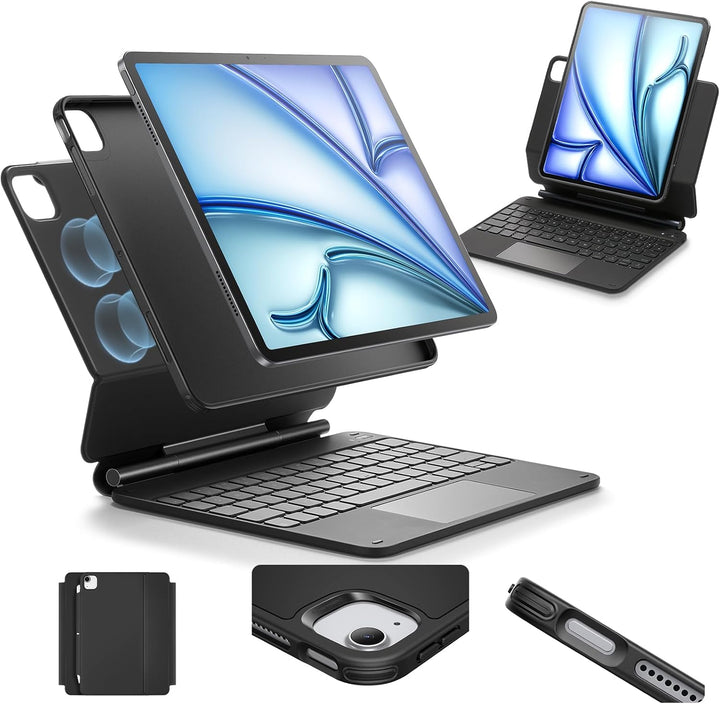 ESR Keyboard Hülle, für iPad Air 11 Zoll(M2 2024), iPad Pro 11/Air 6/5/4, Magnetischer Ständer, Fede