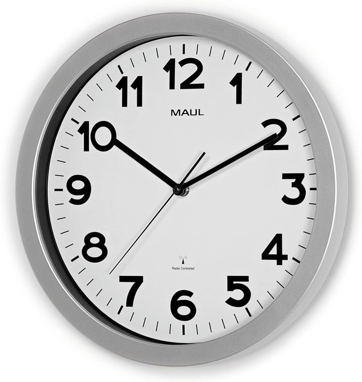 Maul Wanduhr MAULstep Ø 35 cm | Funkuhr mit automatischer Zeiteinstellung | ideal für Wohnzimmer, Sc