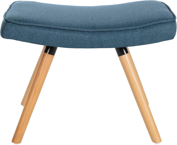 CLP Fusshocker Garding I Fussschemel mit Stoff-Bezug I Hockerbeine Aus Buchen-Holz, Farbe:blau, Blau
