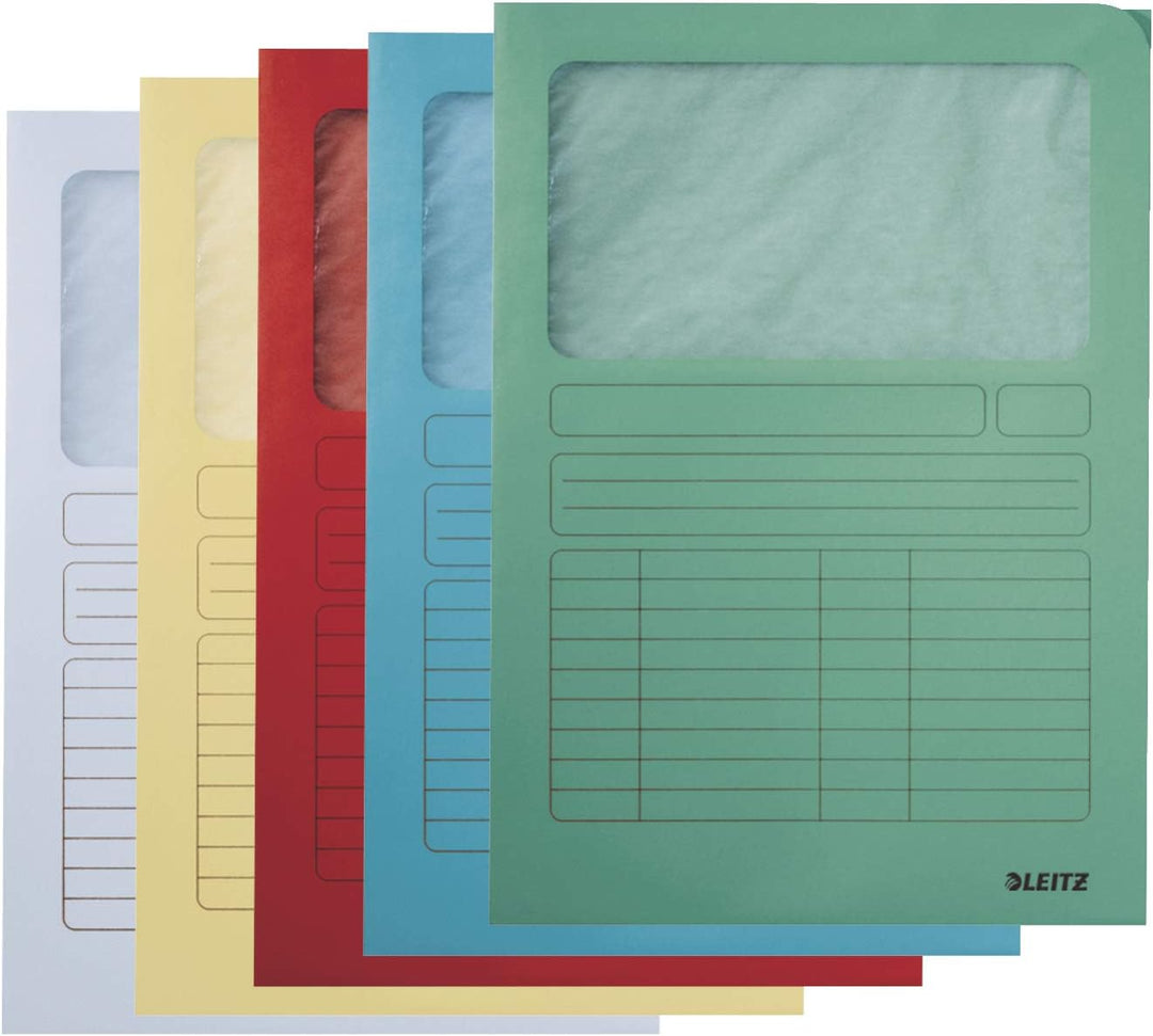 Esselte Leitz Sichtmappe, A4, oben und rechte Seite offen, Karton, sortiert