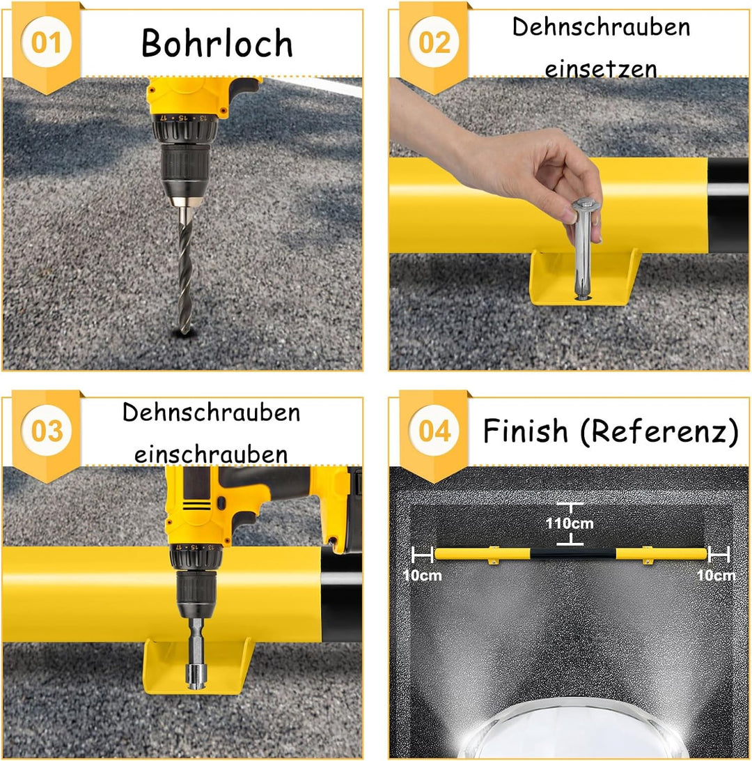 NAIZY Radstopper 2er Metall Parkstopper Parkplatzbegrenzung 180x8x9cm Parkplatzmarkierung mit Dehnsc