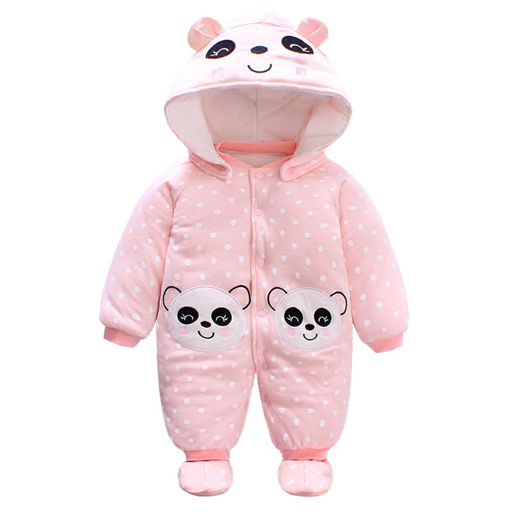 Baby Mädchen Overall Mit Kapuze Footies Strampler Schneeanzüge Karikatur Jumpsuit Winter Kleidungsse