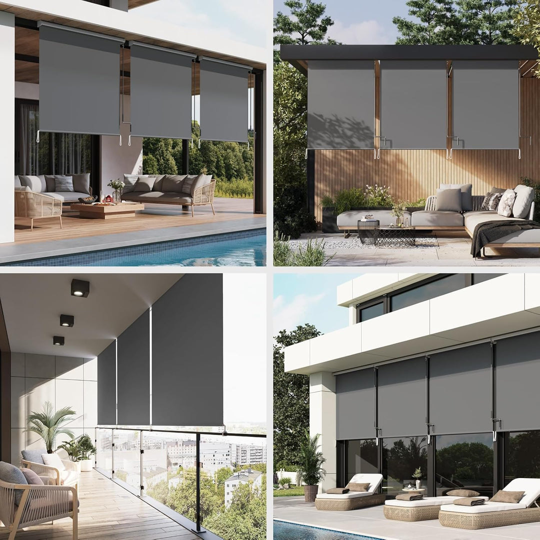 WOLTU Senkrechtmarkise Balkonmarkise Vertikalmarkise mit Handkurbel und Markisenkassette für Terrass