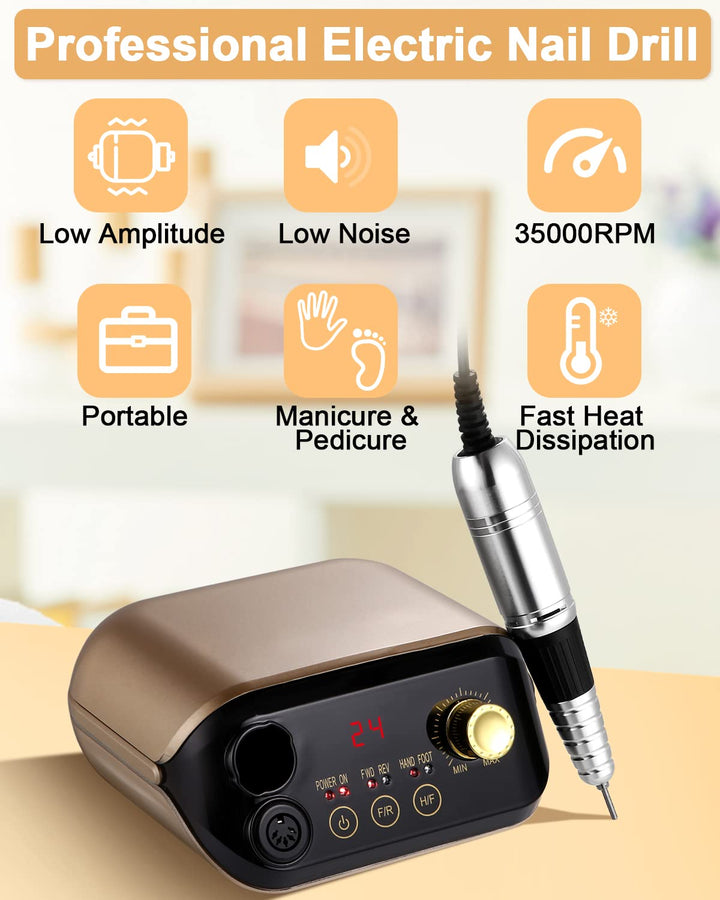 Nagelfräser 35000 U/Min Elektrische Nagelfeile für Gelnägel Maniküre Pediküre Set Professionelle Nai