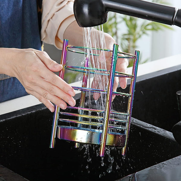 Rainbow Küchenutensilienhalter für Küchentheke, Edelstahl-Utensiliengefässe, Rainbow Titanium-Beschi