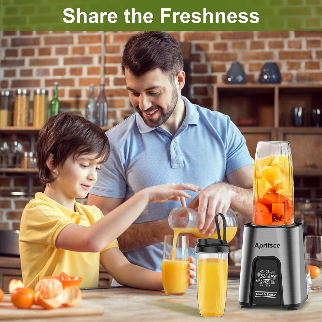 Smoothie Mixer, Apritsce 800W Standmixer Smoothie Maker, Blender Elektrisch mit 2 Flasche und 300ML