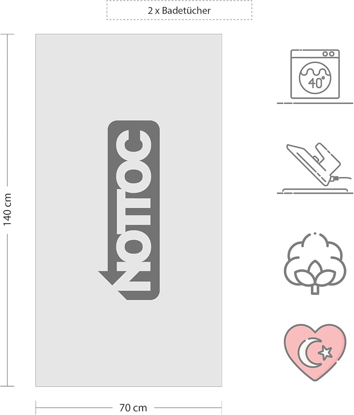 nottoc Badetücher Anthrazit Grau - 2 x Badetuch 70x140 cm 100% Baumwolle grosse Duschtuch, Badehandt