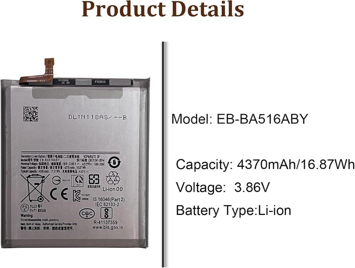 HIGHAKKU Ersatzakku EB-BA516ABY kompatibel mit Samsung Galaxy A51 5G SM-A516 with Tools, A51 5G SM-A