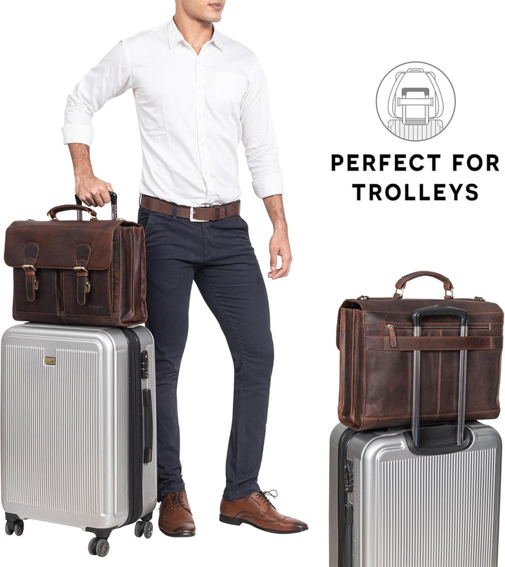 STILORD 'Ludger' Leder Laptop Tasche 15,6 Zoll für Damen und Herren Ordnertasche Echtleder Businesst