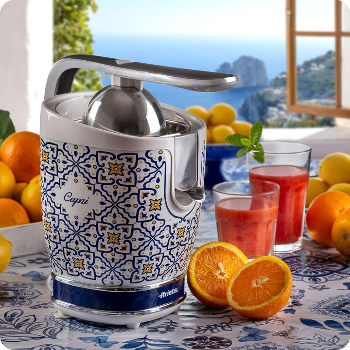 Ariete Zitruspresse 413, Capri blau und Weiss, blau und Weiss