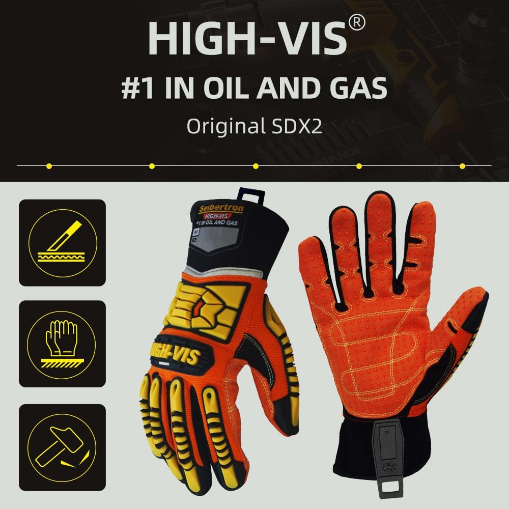 Seibertron High-Vis SDX2 Resistant Reducing Anti-Impact Mechanics Heavy Duty Safety Rescue Gloves CE