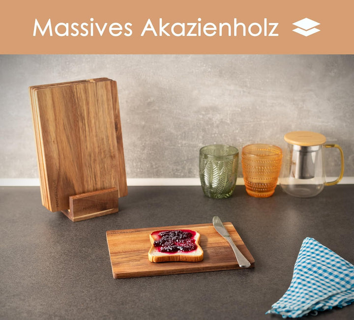 Hanseküche Schneidebrett Set – Hochwertige Schneidebretter – Holzbrett Küche gross mit Saftrille, Kü