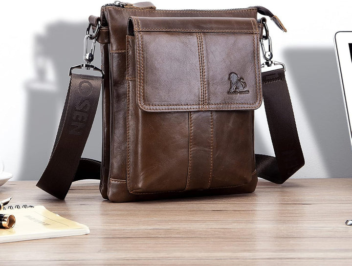 LOONGYOON Business Herren-Umhängetasche Lässige Mode Leder Crossbody Tasche Multi-Tasche Tragbare Re