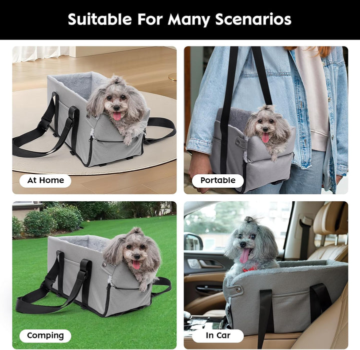Arkyomi Hunde autositz,Mittelkonsole für Hunde Katzen,kleine Stabiler hundeautositz mit Gurt,Abnehmb