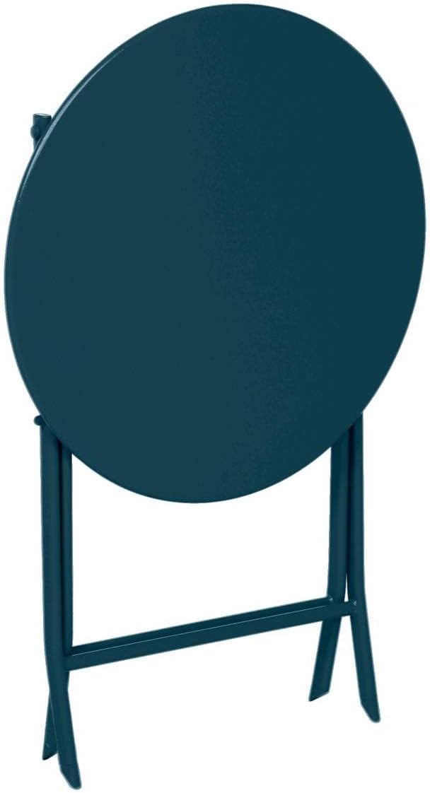Hespéride Runder klappbarer gartentisch Greensboro Petrol 2-sitzer aus epoxybehandeltem Stahl