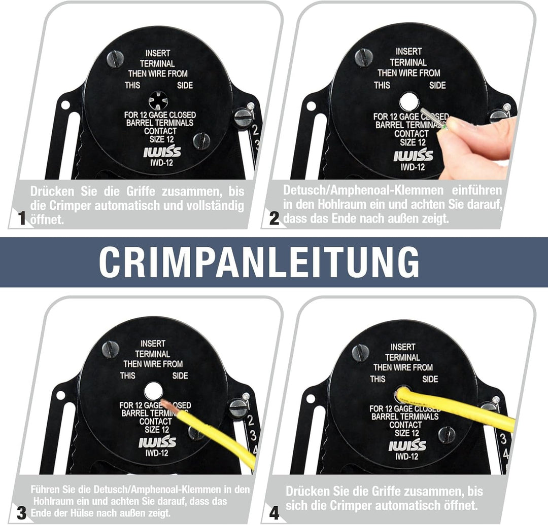 iCrimp IWD-12 Solid Barrel Crimpzange, 0,3-0,5mm², Crimpwerkzeuge Kontakte Deutsch & Amphenol Kontak
