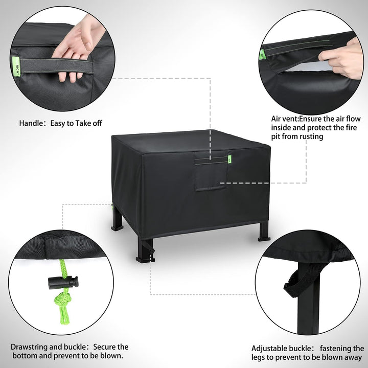 REDRICH Feuerschalen-Abdeckung, quadratisch, strapazierfähig, für den Aussenbereich, vollständige Ab