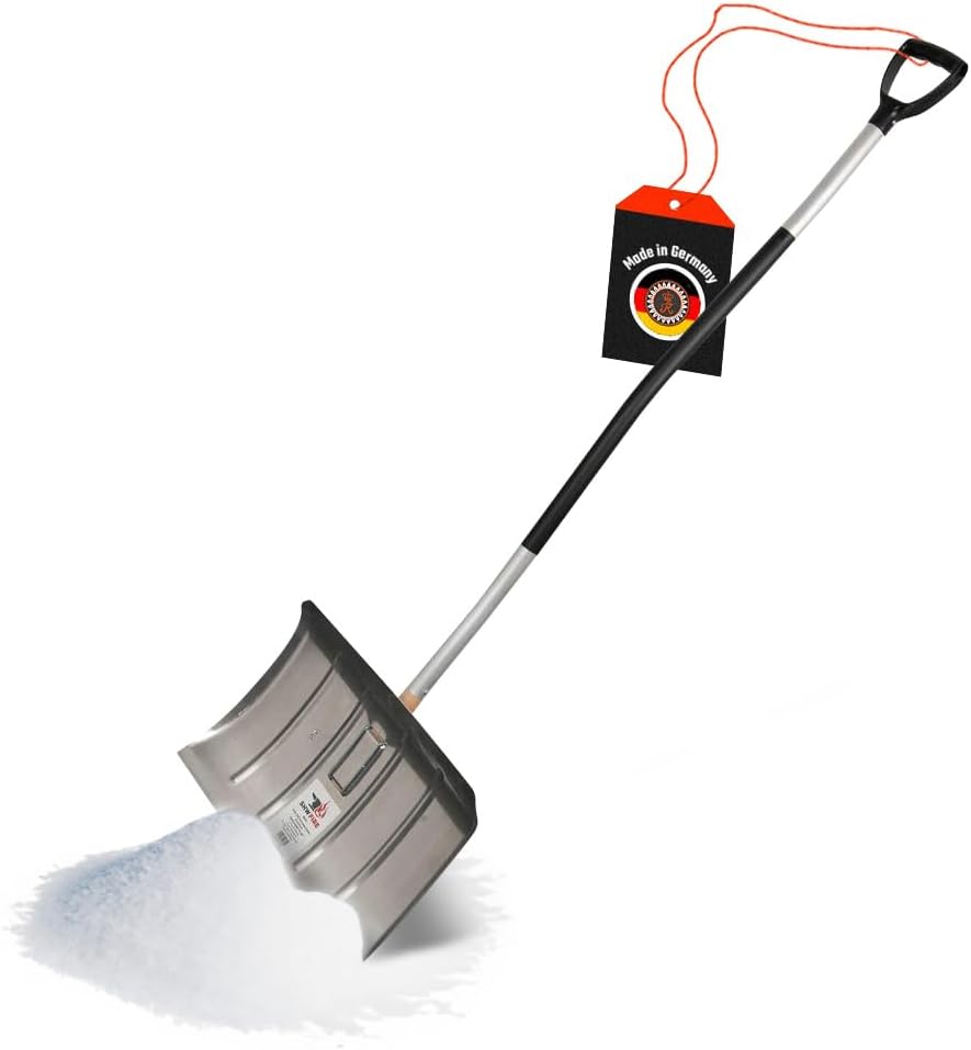 SHW-FIRE Alu-Schneeschieber mit ergonomischem Griff und Alu-Stiel, 55cm Breite - Ideal für viel Schn