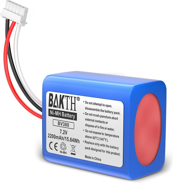 BAKTH 2200mAh 7.2V NiMH Akku echte Kapazität für Braava 380T, Braava 380, Braava 390T MINT Plus 5200