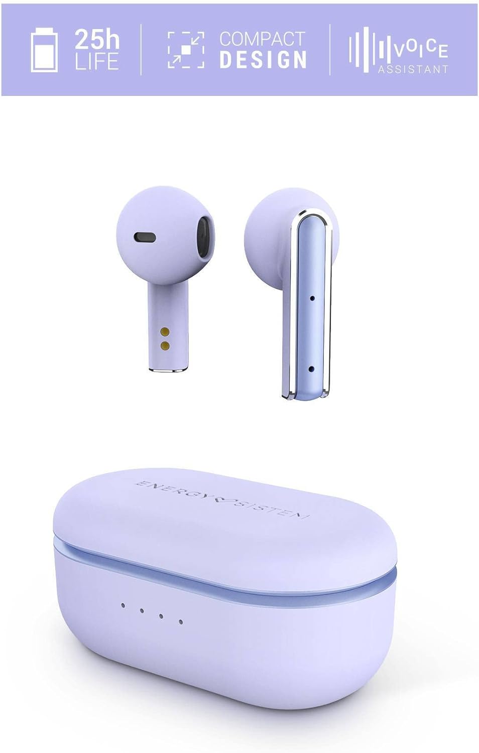 Energy Sistem Earphones True Wireless Style 4 Violet (Kopfhörer zum kabellosen Musikgenuss Kompaktes