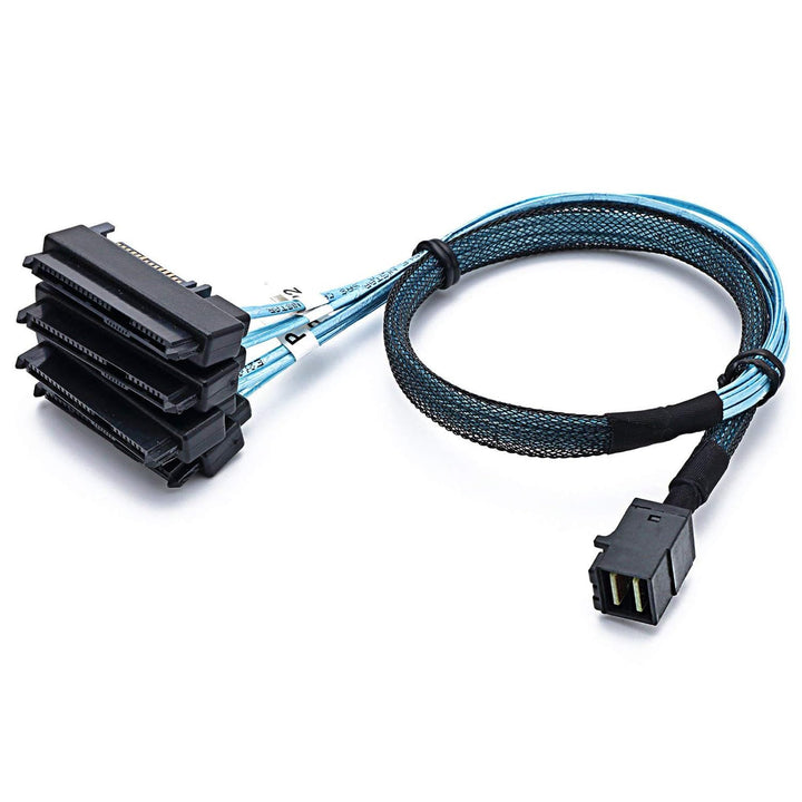 Bolwins P82CS Mini SAS SFF-8643 auf 4x SFF-8482 & 4x SATA 15pin Splitter Kabel – 1m Mini SAS SFF-864