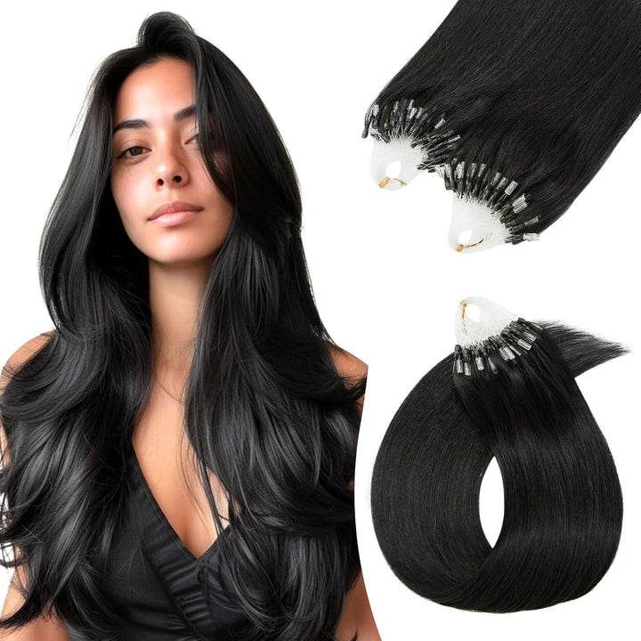Microring Extensions Echthaar 0,5g Haarteile Echthaar Weich Haarverlängerung 100% Human Hair 100 Str