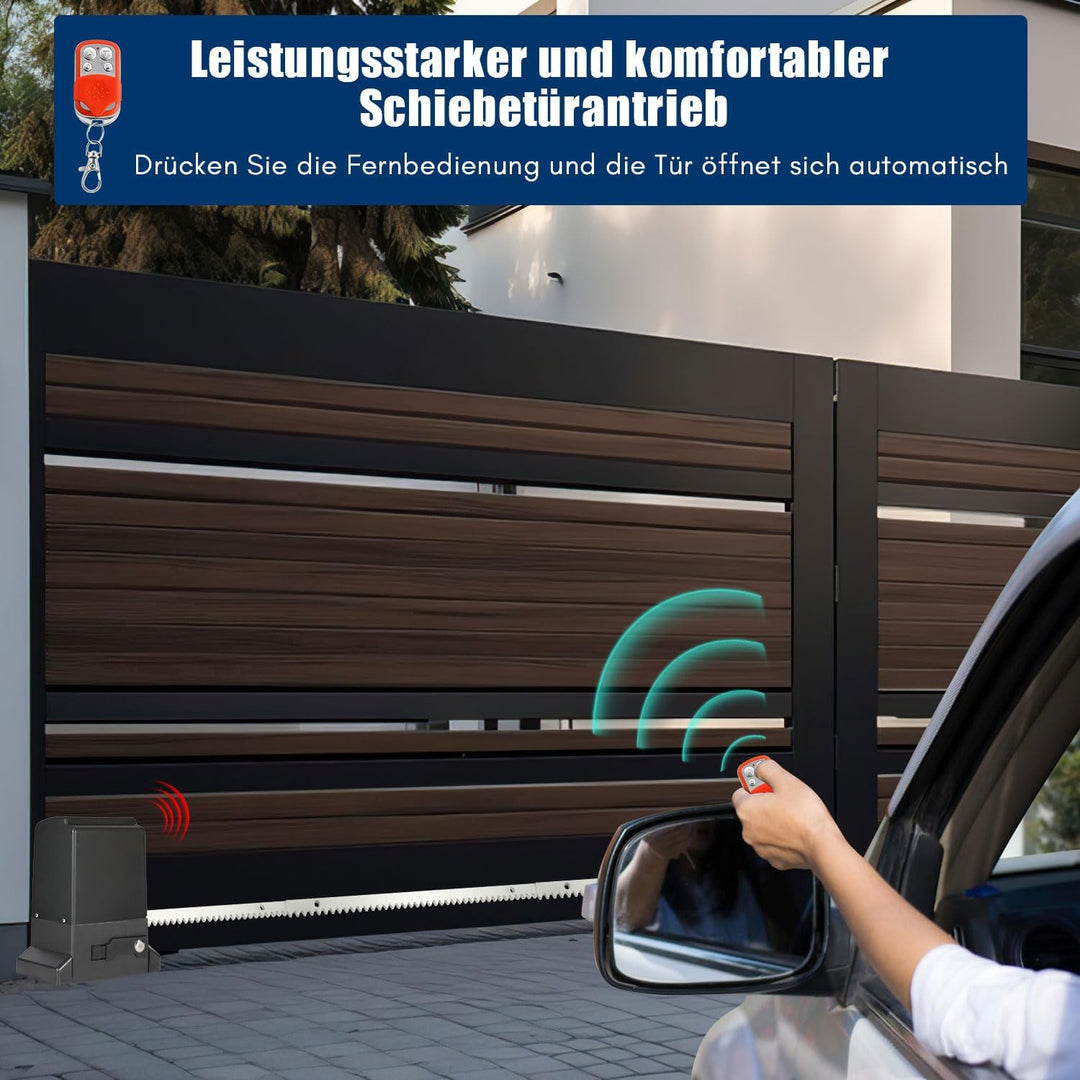 Ansobea Schiebetorantrieb 280W torantrieb Garagentoröffner mit 2 Fernbedienungen bis 600kg elektrisc