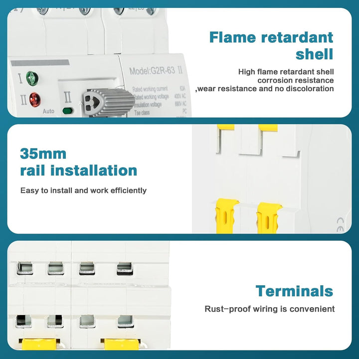DEWIN Transferschalter, automatischer Transferschalter G2R 63A DIN-Schiene ATS Dual Power Automatisc
