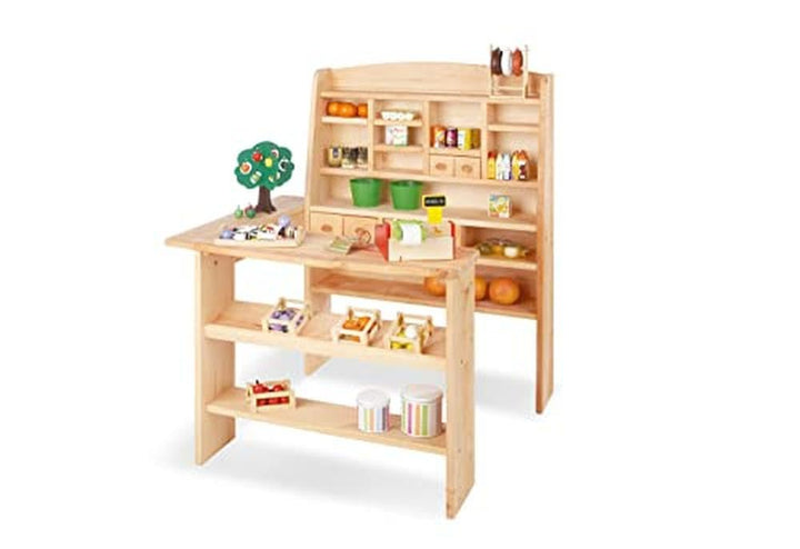 PINOLINO Kaufladen Emma, Spielküche aus Holz, ohne Kinderküchenzubehör, standfeste Kinderküche, Kind