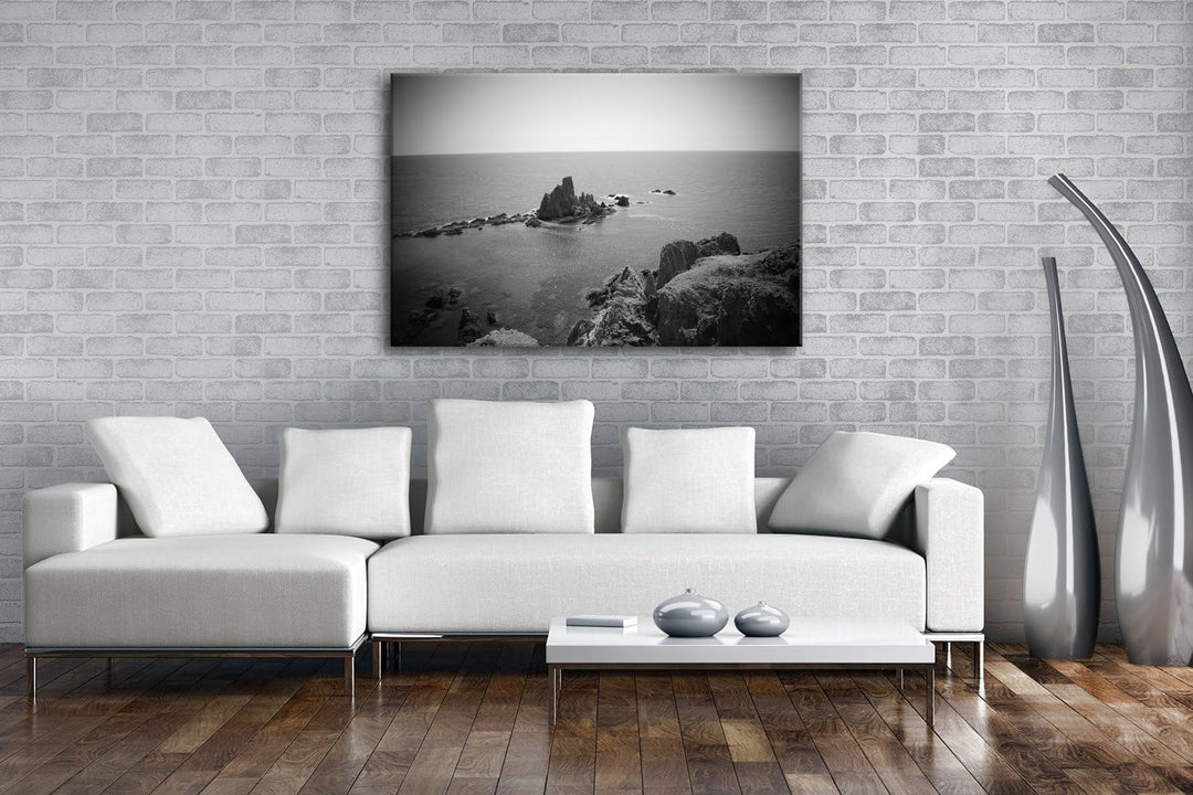 deyoli Riff in Spanien Format: 80x60 Effekt: Schwarz/Weiss als Leinwandbild Motiv fertig gerahmt auf