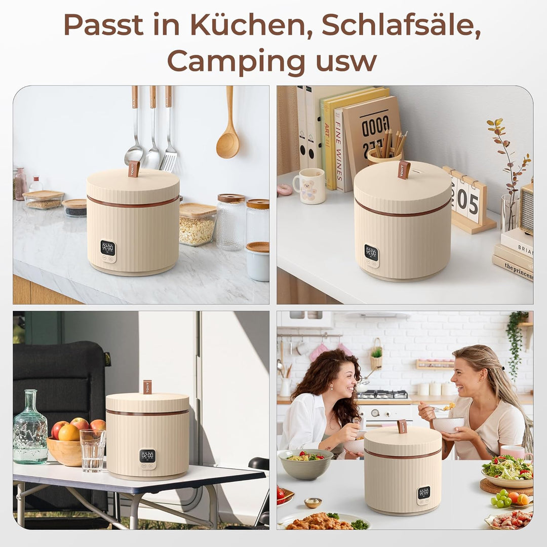 TOKIT Reiskocher Klein Pro 1,5L Mini aber Multifunktionen mit Display-Touch-Taste für 1-3 Personen K