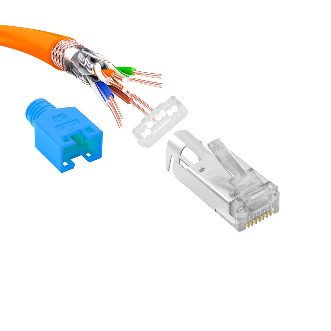 BIGtec RJ45 Stecker Netzwerkstecker 50 Stück Hirose TM11 blau Hochgeschwindigkeits Verbindung für Fa