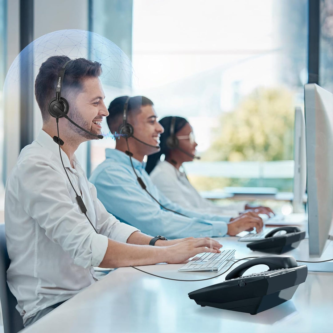 Arama 3,5mm Klinke Headset Handy, PC Kopfhörer mit Mikrofon Noise Cancelling für Fritzfon c6 c5 iPho