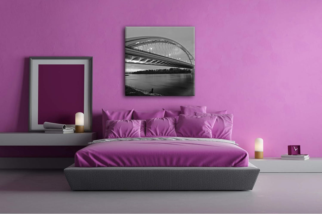 deyoli Moderne Hängebrücke Format: 60x60 Effekt: Schwarz&Weiss als Leinwandbild, Motiv fertig gerahm