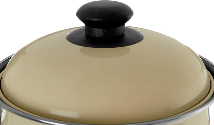 5pc Cream Bauch Pfanne Set, Antihaft-Kohlenstoffstahl, Bakelit Griffe Naturweiss, Naturweiss