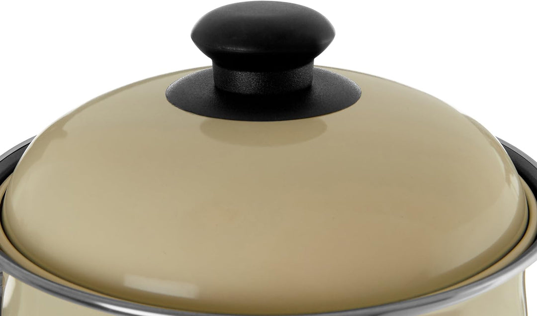 5pc Cream Bauch Pfanne Set, Antihaft-Kohlenstoffstahl, Bakelit Griffe Naturweiss, Naturweiss