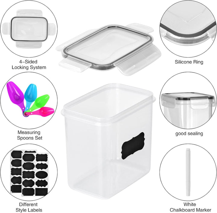 Queta 15 Stück Vorratsdosen Set Küche Aufbewahrungsbox Organizer Luftdicht Aufbewahrungsdosen Kunsts