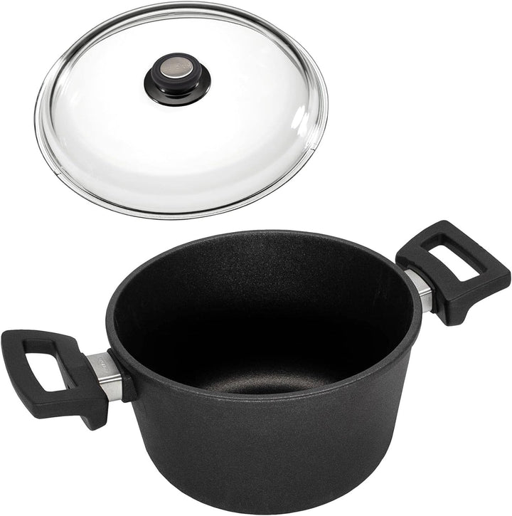 Eurolux Guss-Topf Induktion Set & Deckel Ø 20 cm - 3 Liter - kleiner hoher Universal-Koch-Topf Alugu