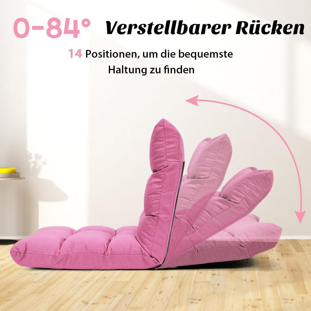 COSTWAY Bodenstuhl verstellbar, Bodensessel gepolstert, Bodenkissen mit Rückenlehne, Meditationsstuh
