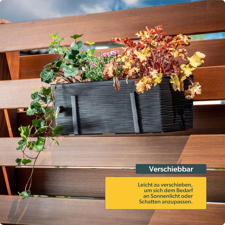 KADAX Blumenkasten aus Kunststoff, 18,5x56 cm, Pflanzkasten mit Einsatz, wetterfester Balkonkasten,