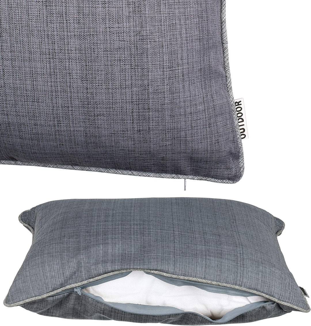 Brandsseller Kissen 2er-Set 45x45 cm Outdoor Garten Dekokissen mit Paspel - Leinenoptik Uni Schmutz-