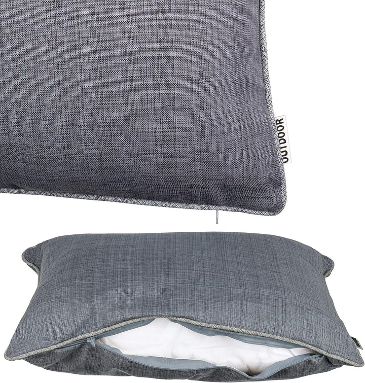 Brandsseller Outdoor Garten Kissen Dekokissen mit Paspel - Leinenoptik Uni Schmutz- und Wasserabweis