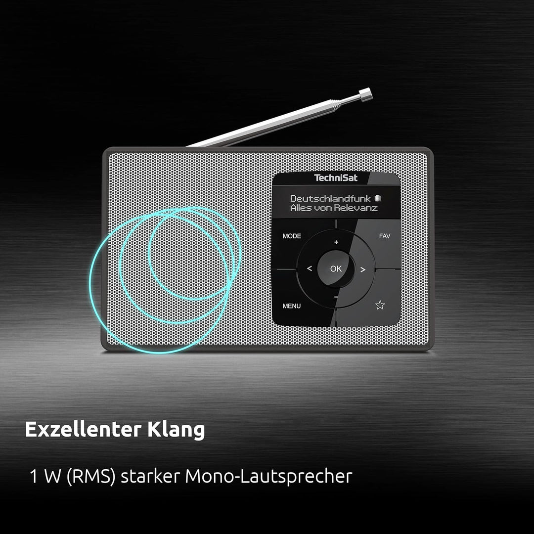 TechniSat DIGITRADIO 2 - Tragbares DAB+/UKW-Radio mit Akku (mit Bluetooth Audiostreaming, Weckfunkti