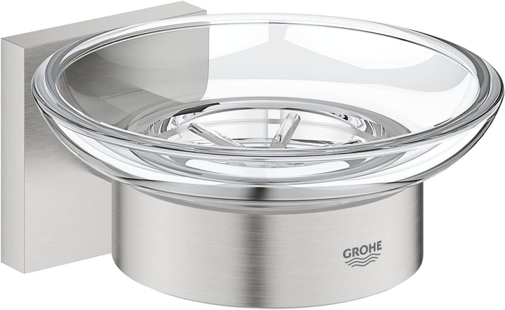 GROHE Start Cube - Seifenschale mit Halter (verdeckte Befestigung, Material: Glas/ Metall), superste
