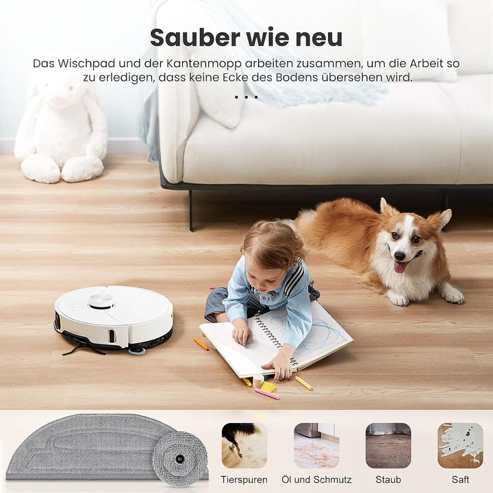12 Stück Wischtücher Set für Roborock S8 MaxV Ultra Saugroboter, 6 Wischtuch und 6 Seitenwischer, Si