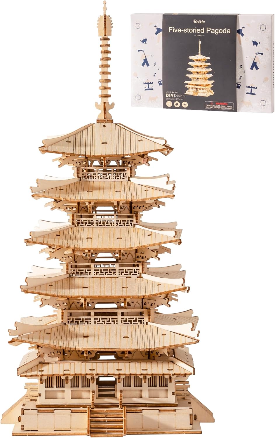 Rolife 3D Puzzle Holz Modellbau Fünfstöckige Pagode Turm für Erwachsene Teenager DIY Modellbausatz E